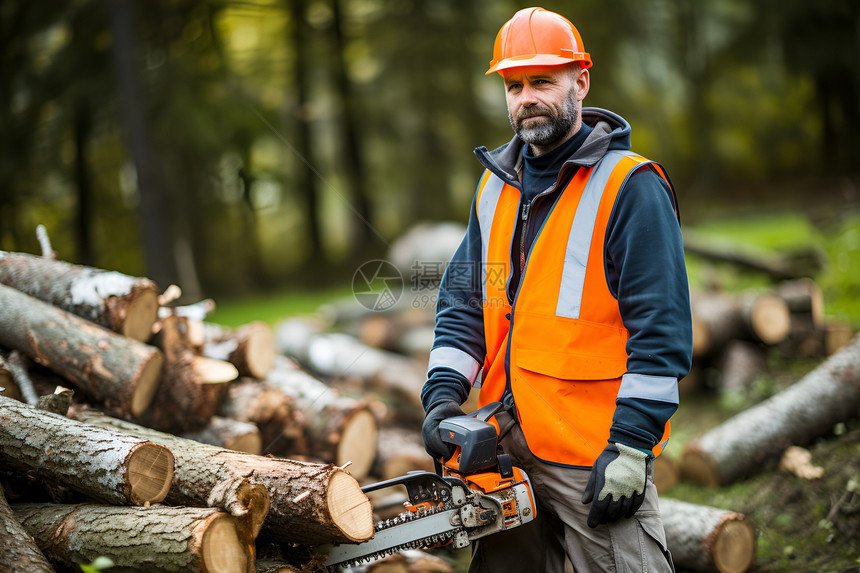 工业木材加工厂的伐木工人图片