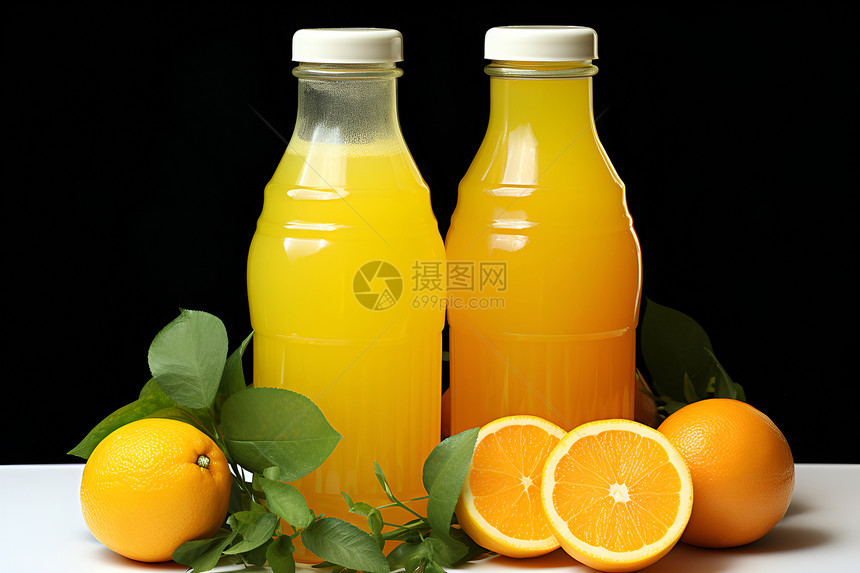 新鲜榨汁的橙汁图片