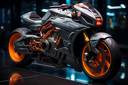 黑色系科技感运动摩托车设计图片