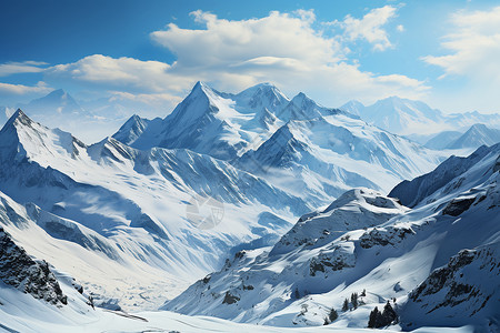 洁白的雪山之景背景图片
