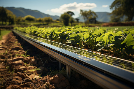 太阳能农田中的绿色革命背景图片