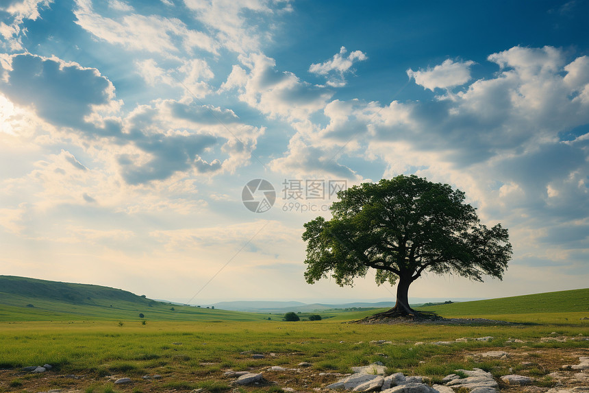 风景优美的夏季草原景观图片