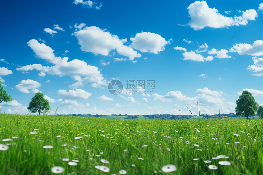 清新绿意的草原景观图片