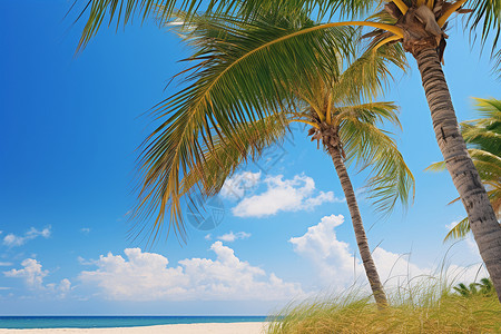 热带度假海滩的美丽景观背景图片