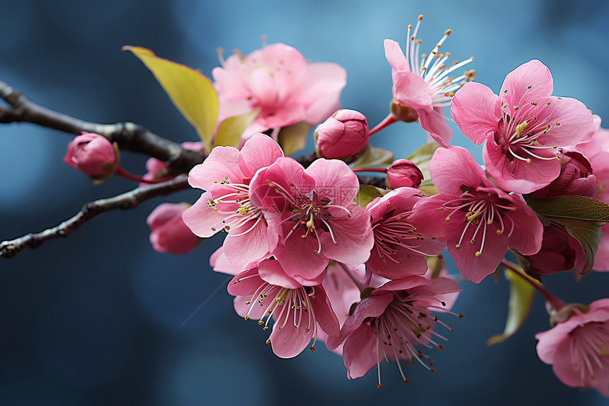 春季花园中绽放的樱花花朵图片