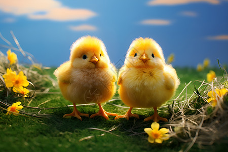 春天里的小鸡背景图片