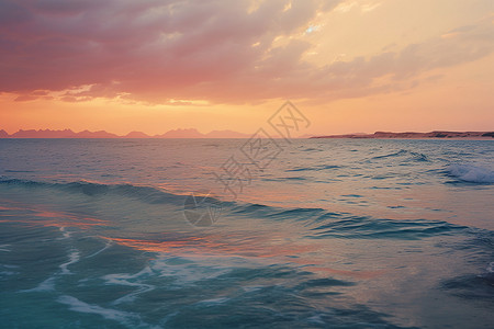 海上落日波涛汹涌背景图片