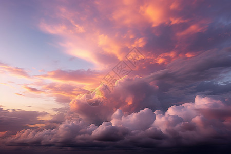 云朵堆积的天空背景图片