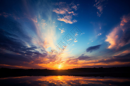 云海中的日落背景图片