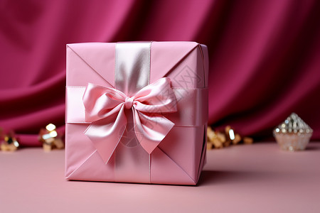 粉色蝴蝶结装饰礼品盒背景图片