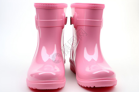 时尚橡胶靴粉色雨鞋套高清图片