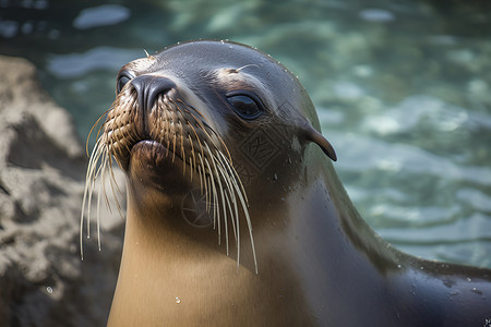 水族馆的海狮背景图片