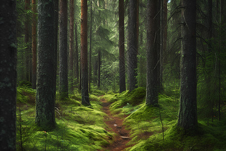 绿意盎然的森林景观背景图片