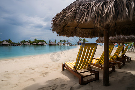 宁静的热带海滩景观背景图片
