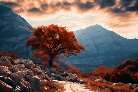 秋山红树天空红树高清图片