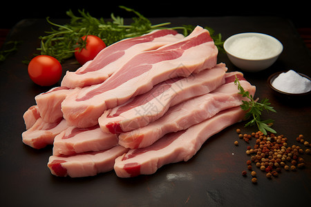 新鲜腌制的猪肉背景图片