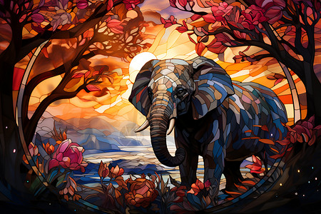 大象的色彩背景图片