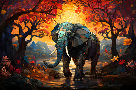 梦幻大象背景图片