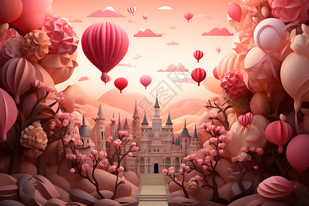 浪漫的热气球背景图片