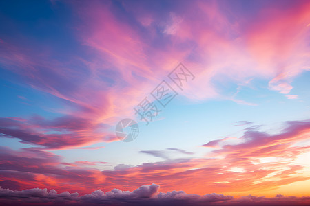 天空彩云粉红色的日落高清图片