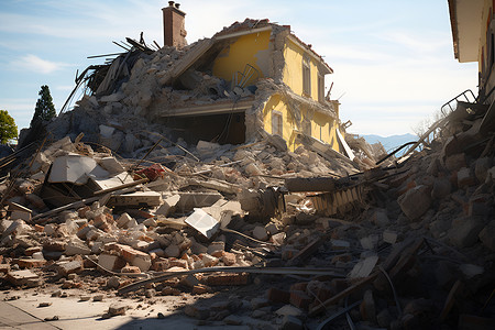 摧毁的房屋建筑背景图片