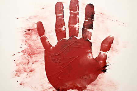 掌纹识别手掌的红色油墨印记插画
