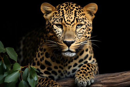 热带丛林中的豹子背景图片