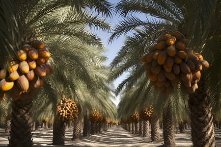 多果的棕榈树背景图片