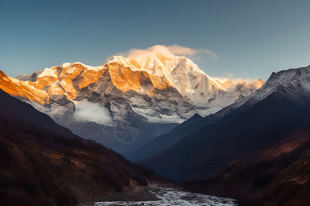 蓝天下的雪山背景图片