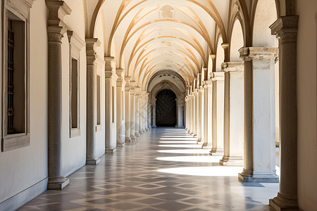 古老的欧式建筑走廊高清图片
