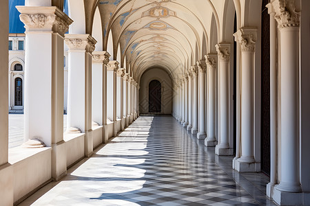 华丽的欧式建筑走廊背景图片