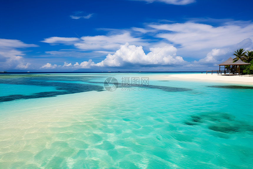 夏季热带度假海滩的美丽景观图片