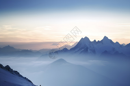 风景优美的冬日山谷日出景观背景图片