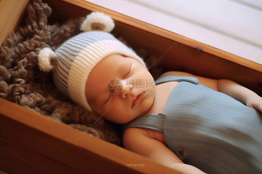 安稳熟睡的小婴儿图片