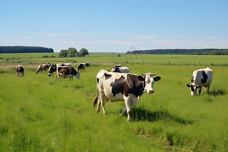 乡村牧场上一群奶牛高清图片