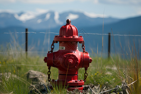 户外山顶的消防栓背景图片