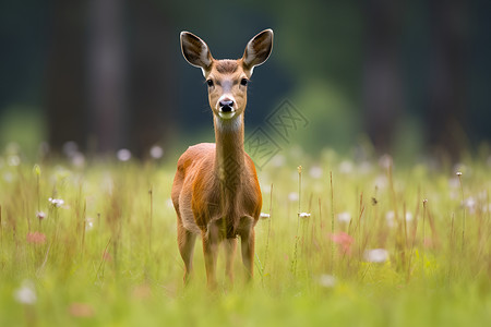 鹿与花海林地野生的高清图片