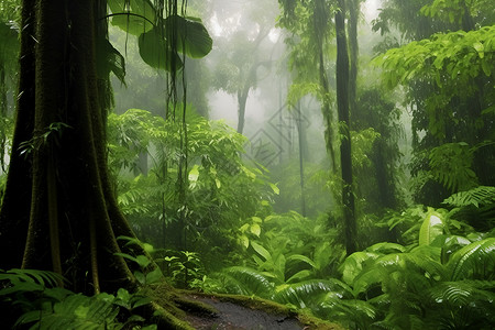 翠绿茂盛的丛林之旅背景
