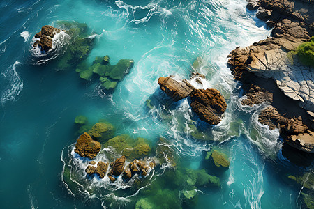 海面上的礁石背景图片