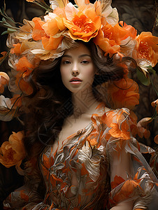 花冠下的美女背景图片