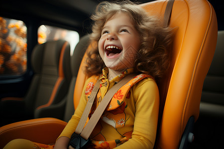 汽车座椅上欢笑的孩子背景图片