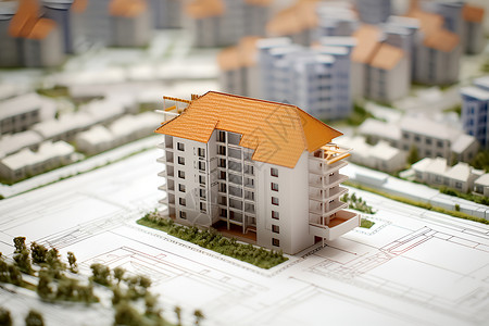 三维模型合成现代住宅模型背景