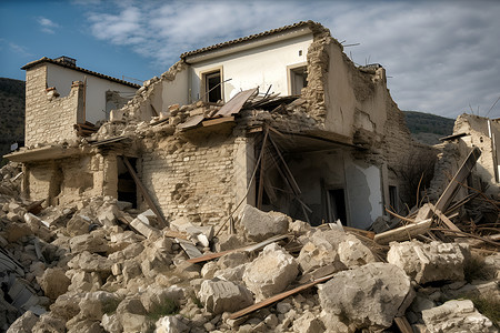 房屋建筑的废墟背景图片