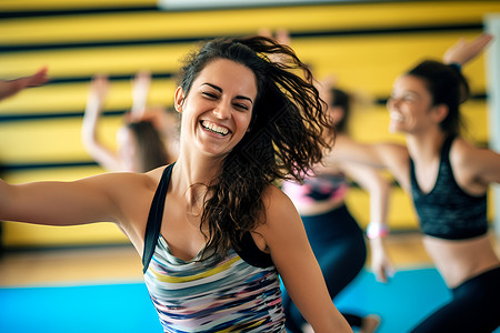 瑜伽锻炼的年轻女子背景图片