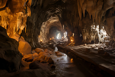 神秘的洞穴背景图片