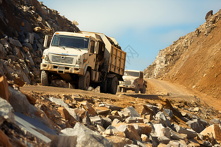 矿区的运输车辆背景图片