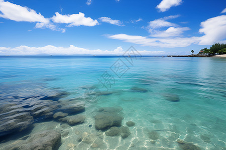 蔚蓝海水的度假海岛景观背景图片
