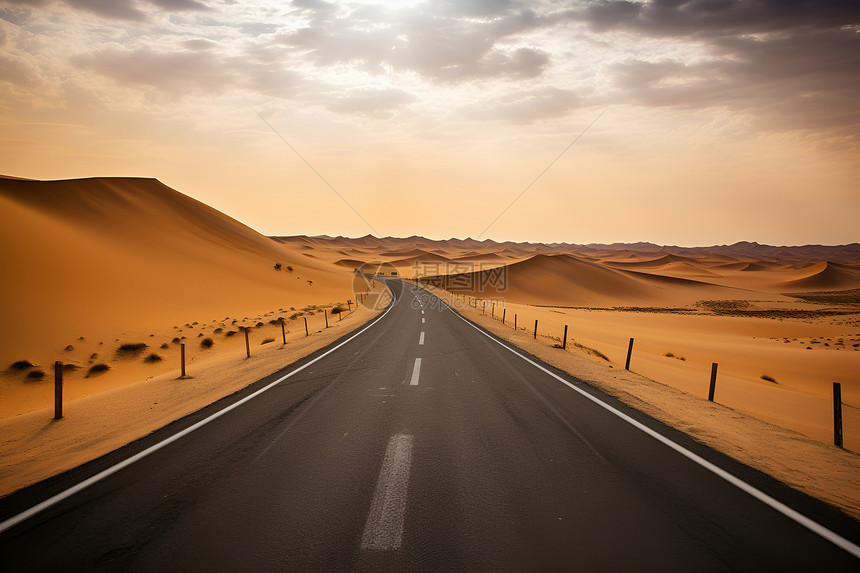 空旷的沙漠道路图片