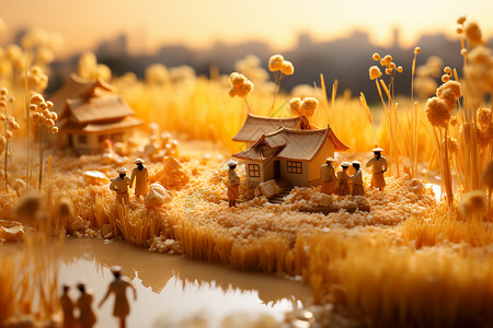 金色稻田场景背景图片