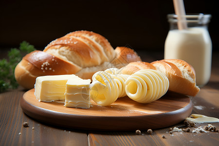 美味的早餐奶酪和面包背景图片